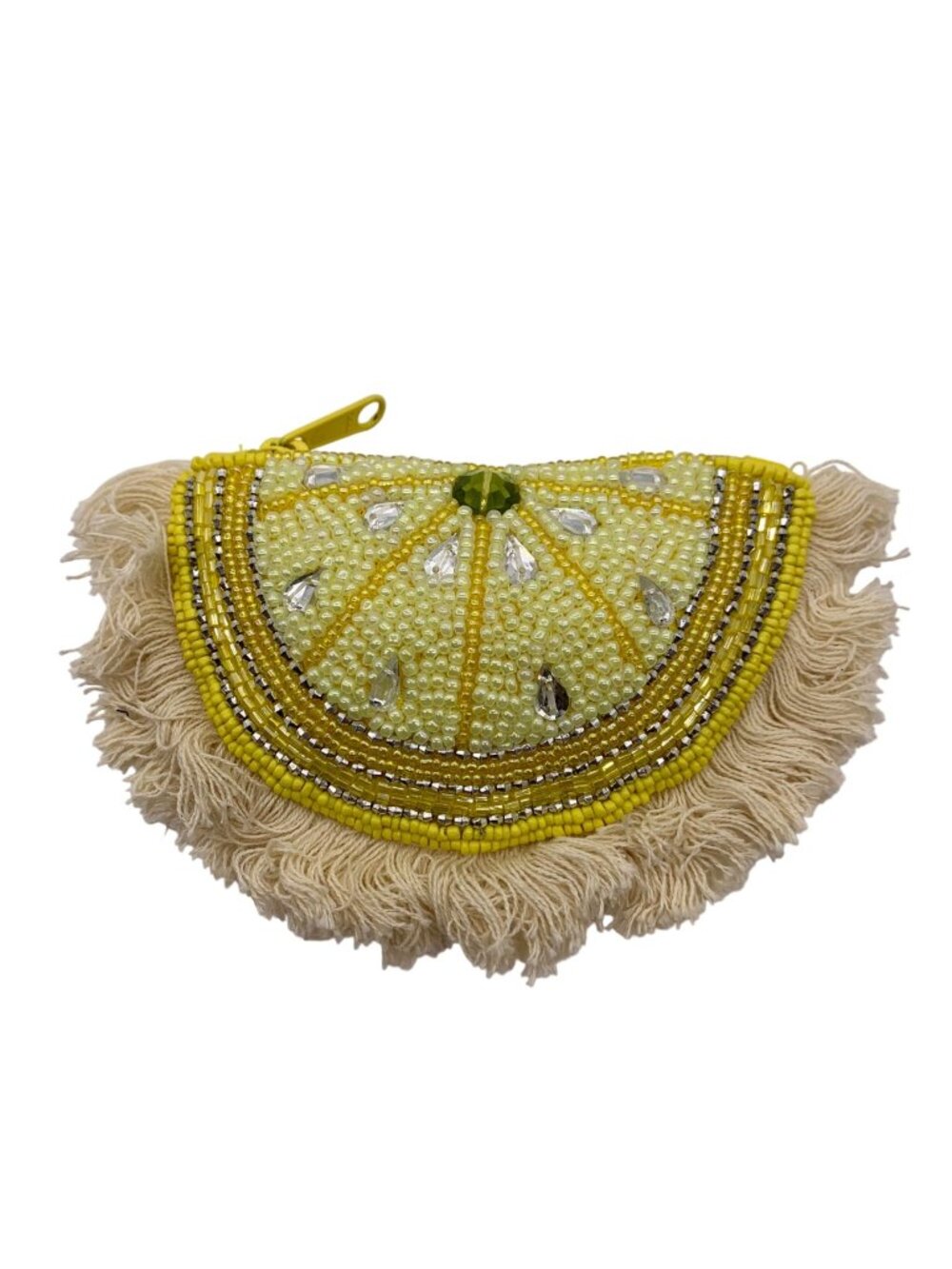 MMS Brands Yellow Embellished Lemon Fabric Pouch